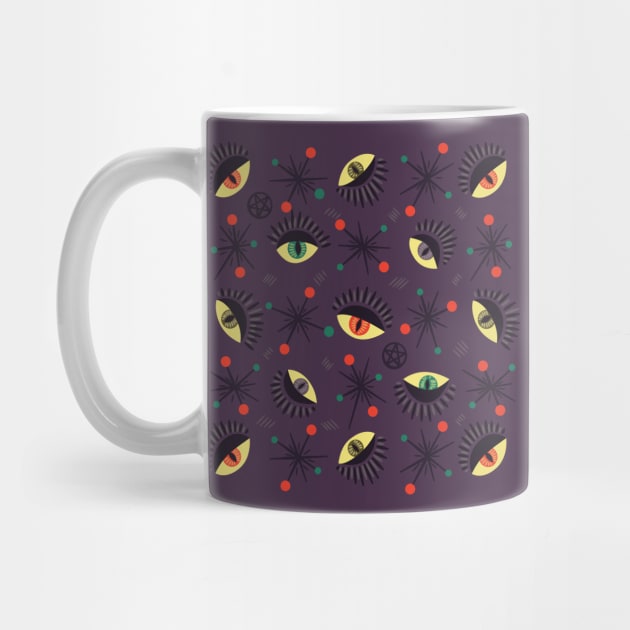 Witch Eyes Spooky Retro Pattern by Boriana Giormova